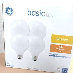 GE Basic LED G25 Medium Base Dimmable Soft White Light Bulbs 40W 4-Pack